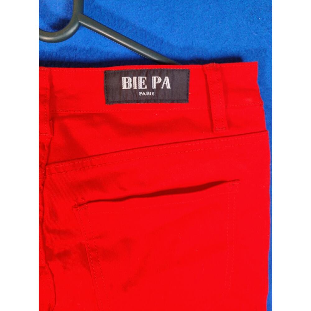 Bie Pa Paris Red Denim Jeans Women's Size 33 Embroidered Phoenix Floral Slim - Picture 5 of 15